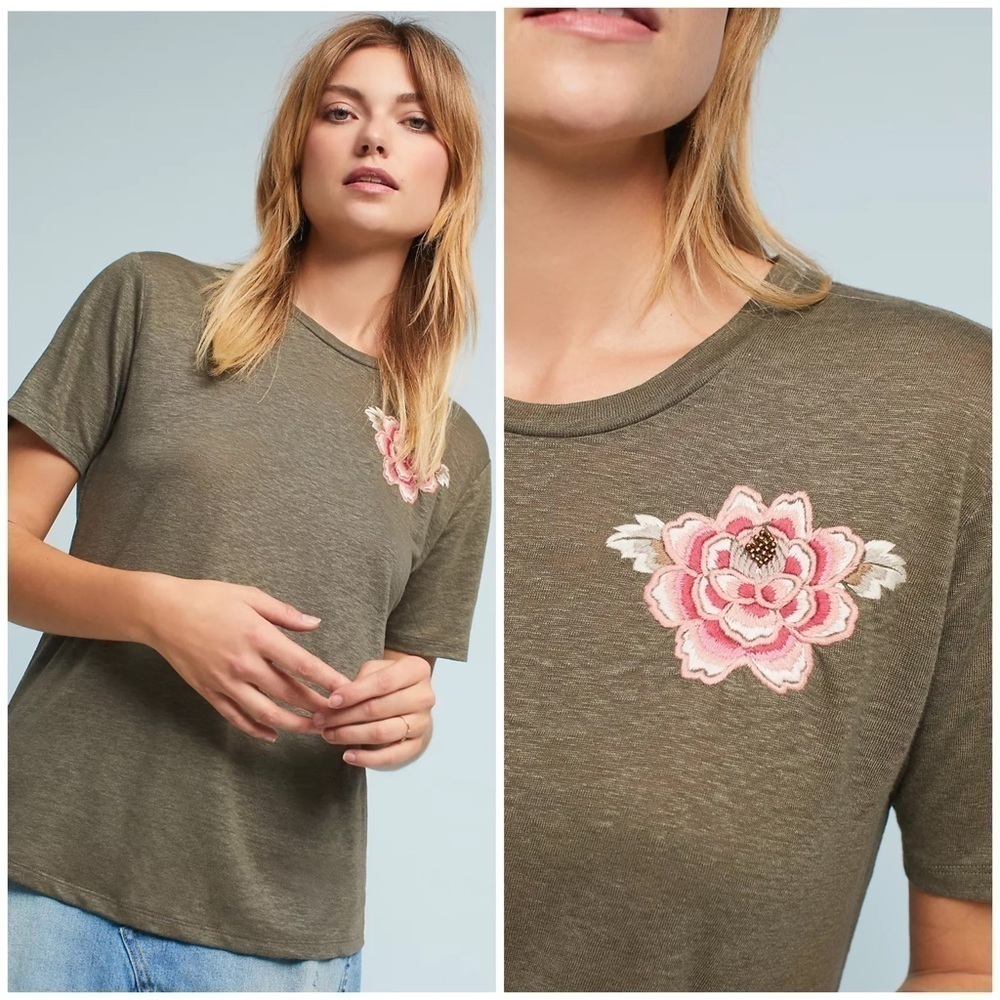 Anthropologie Tiny Rona Embellished Tee XS